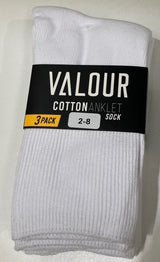 Valour White Cotton Sock - 3 Pack