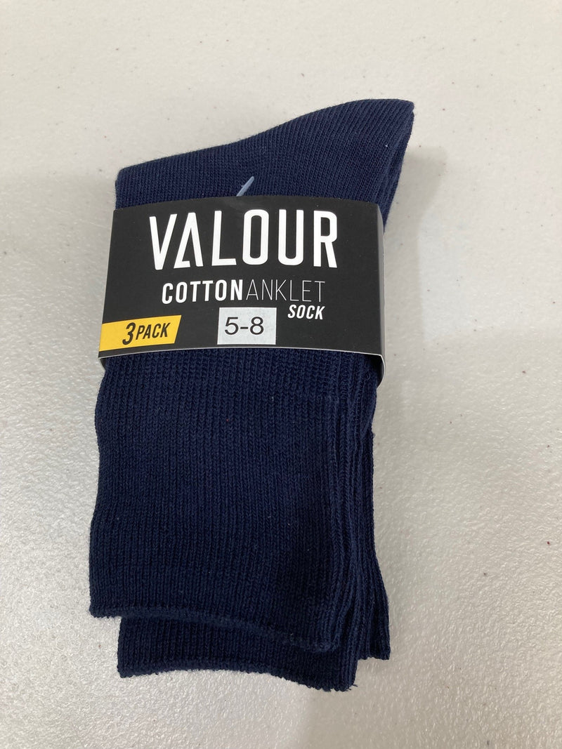 Valour Navy Cotton Sock - 3 Pack
