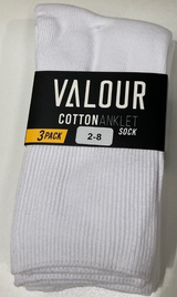 Valour White Cotton Sock - 3 Pack